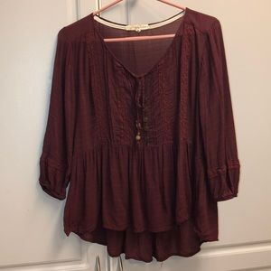 Burgundy long sleeve top